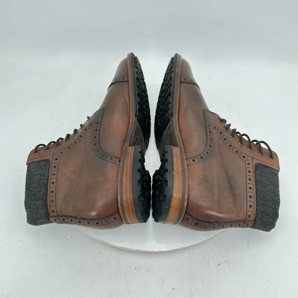 Warfield & Grand Presidio Men Size 8.5 Brown Leather Cap Toe Brogue Ankle Boot